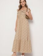 rosse line Rochie Galbenă Decorată cu Volane Folirae