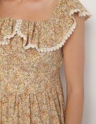 rosse line Rochie Galbenă Decorată cu Volane Folirae
