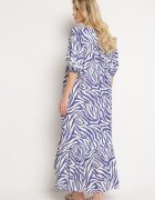 rosse line Rochie Granat din Bumbac și Viscoză cu Dungi Abstracte cu Șnur în Talie Navarae