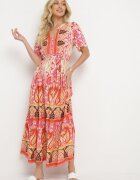 rosse line Rochie Roșie Din viscoză Boho Cu nasturi Cu curea din material în talie Dimovana