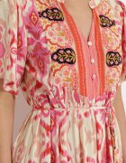 rosse line Rochie Roșie Din viscoză Boho Cu nasturi Cu curea din material în talie Dimovana