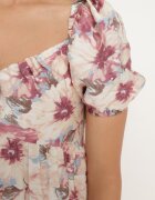 rosse line Rochie Roz cu Mâneci Bufante și Legătură la Decolteu cu Elastic la Spate Vikninna