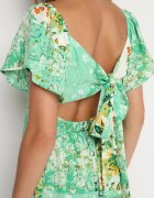 rosse line Rochie Verde cu elastic în talie decorată cu volan nasturi și șnur la spate Dimiila