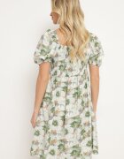 rosse line Rochie Verde cu Mâneci Bufante și Legătură la Decolteu cu Elastic la Spate Vikninna