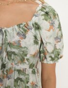 rosse line Rochie Verde cu Mâneci Bufante și Legătură la Decolteu cu Elastic la Spate Vikninna