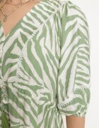 rosse line Rochie Verde deschis din Bumbac și Viscoză cu Dungi Abstracte cu Șnur în Talie Navarae