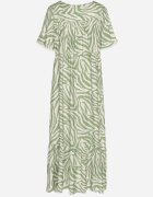 rosse line Rochie Verde deschis din Bumbac și Viscoză cu Dungi Abstracte cu Șnur în Talie Navarae