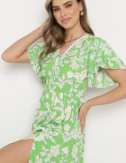 rosse line Rochie Verde deschis din viscoză cloș cu legătură decorativă și panglică din dantelă cu elastic în talie Lalmarie