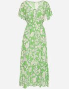 rosse line Rochie Verde deschis din viscoză cloș cu legătură decorativă și panglică din dantelă cu elastic în talie Lalmarie