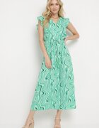 rosse line Rochie Verde deschis Încheiată cu nasturi Cu elastic în talie și volane Keltella