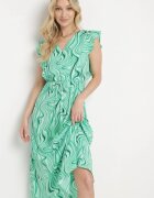 rosse line Rochie Verde deschis Încheiată cu nasturi Cu elastic în talie și volane Keltella