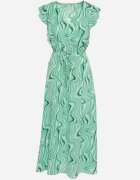 rosse line Rochie Verde deschis Încheiată cu nasturi Cu elastic în talie și volane Keltella