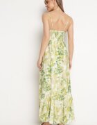 rosse line Rochie Verde din Viscoză și Bumbac Evazată cu Imprimeu Floral și Legătură Decorativă Wiama