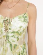 rosse line Rochie Verde din Viscoză și Bumbac Evazată cu Imprimeu Floral și Legătură Decorativă Wiama