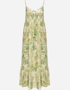 rosse line Rochie Verde din Viscoză și Bumbac Evazată cu Imprimeu Floral și Legătură Decorativă Wiama