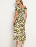 rosse line Rochie Verde închis Evazată din Vâscoză și Bumbac Finisată cu Elastic la Spate Dimillia