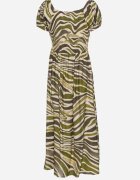 rosse line Rochie Verde închis Evazată din Vâscoză și Bumbac Finisată cu Elastic la Spate Dimillia