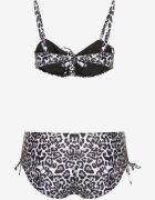 rosse line Sutien Bikini Negru cu Legături și Chiloți Figi cu Șnururi Uloselia