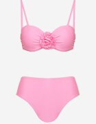 rosse line Sutien Bikini Roz pal cu floare 3D și Chiloți tip slip Telanea