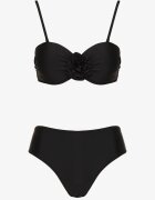 rosse line Sutien de bikini negru cu floare 3D și chiloți tip figi Telanea