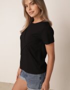 rosse line T-shirt clasic din bumbac decorat cu cusături rombice Onissa Negru