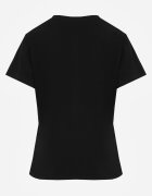 rosse line T-shirt clasic din bumbac decorat cu cusături rombice Onissa Negru
