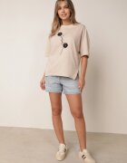 rosse line T-shirt din viscoză cu mărgele și flori 3D Rossalie Bej deschis