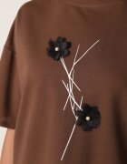 rosse line T-shirt din viscoză cu mărgele și flori 3D Rossalie Maro