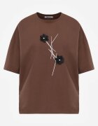 rosse line T-shirt din viscoză cu mărgele și flori 3D Rossalie Maro