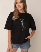 rosse line T-shirt din viscoză cu mărgele și flori 3D Rossalie Negru