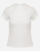 rosse line T-shirt simplu din viscoză cu guler tip tunică în stil minimalist Deleus Alb