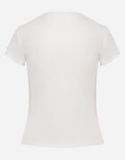 rosse line T-shirt simplu din viscoză cu guler tip tunică în stil minimalist Deleus Alb