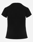 rosse line T-shirt simplu din viscoză cu guler tip tunică în stil minimalist Deleus Negru