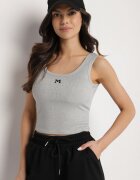 rosse line Top Gri Reiat cu Cupe Întărite și Literă Decorativă Nevolirae