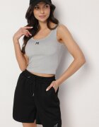 rosse line Top Gri Reiat cu Cupe Întărite și Literă Decorativă Nevolirae