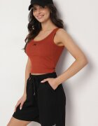 rosse line Top Reiat Maro cu Cupe Întărite și Literă Decorativă Nevolirae