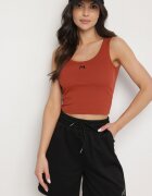 rosse line Top Reiat Maro cu Cupe Întărite și Literă Decorativă Nevolirae
