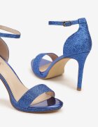  Sandale albastre cu toc stiletto decorate cu sclipici Mlivora