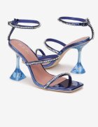  Sandale Albastre cu Toc Transparent cu Barete cu Zirconii Verne