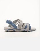  Sandale Albastru-Gri cu Brant din Piele cu Talpă Plată cu Închidere Velcro Heriada