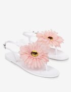  Sandale Albe tip Papuci cu Floare Decorativă Navita