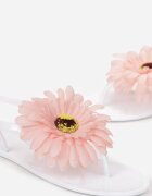  Sandale Albe tip Papuci cu Floare Decorativă Navita