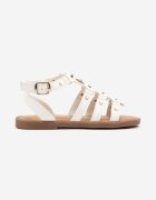  Sandale Albe tip Roman cu Ornamente Metalice Terauri