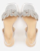  Sandale Argintii Elegante cu toc stiletto decorate cu Zirconii Sinilara