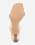  Sandale Argintii Elegante cu toc stiletto decorate cu Zirconii Sinilara