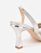 Sandale Argintii Elegante cu toc stiletto decorate cu Zirconii Sinilara