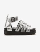  Sandale Argintii Gladiator cu Fermoare Decorative pe Curele Nrea