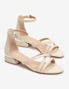  Sandale Bej cu Toc Plat Decorativ Ginyla