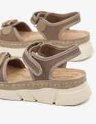  Sandale bej închis Sport cu închidere Velcro cu branț din piele Drindia