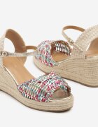  Sandale Bej și Roz cu pană în stil Boho cu împletitură Pasirna